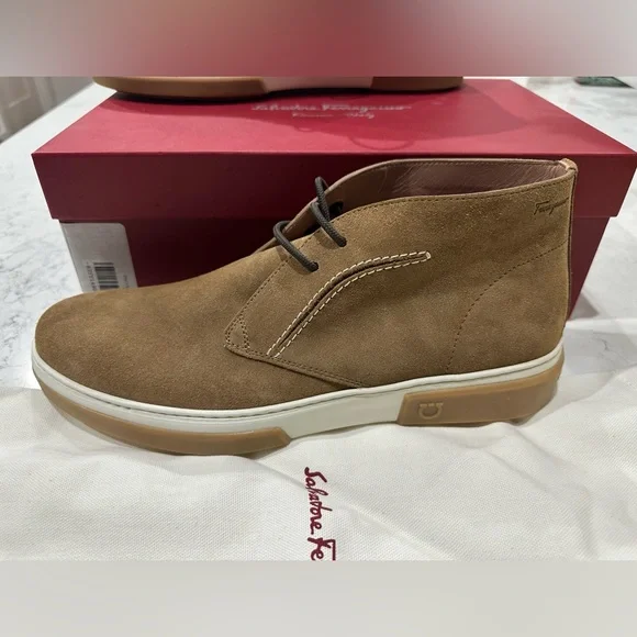 Authentic Salvatore Ferragamo Alder Suede Ankle Lace-Up Boots Size 9.5 - Picture 10 of 12